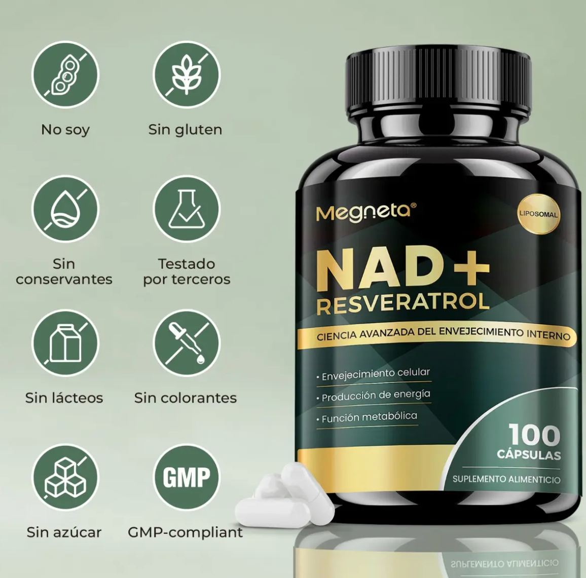 Suplemento Megneta Nad Resveratrol Negro - Imagen 3